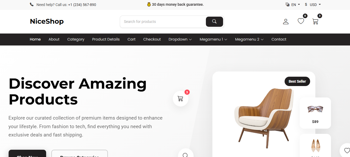 قالب html فروشگاهی نایس شاپ (NiceShop)